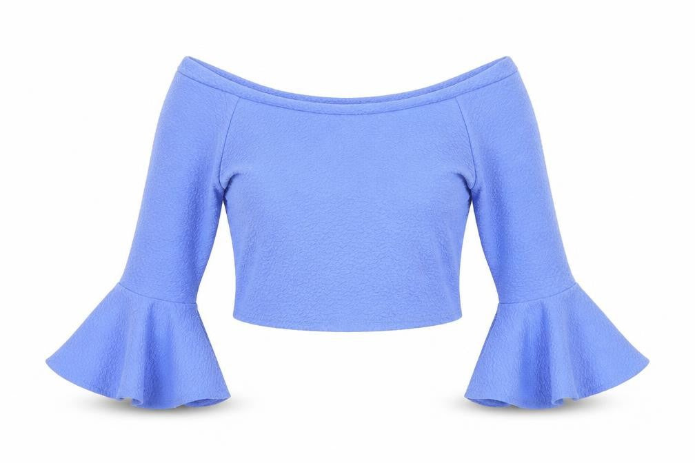 Womens UK Size 12 Kiah Blue Cropped T-Shirt