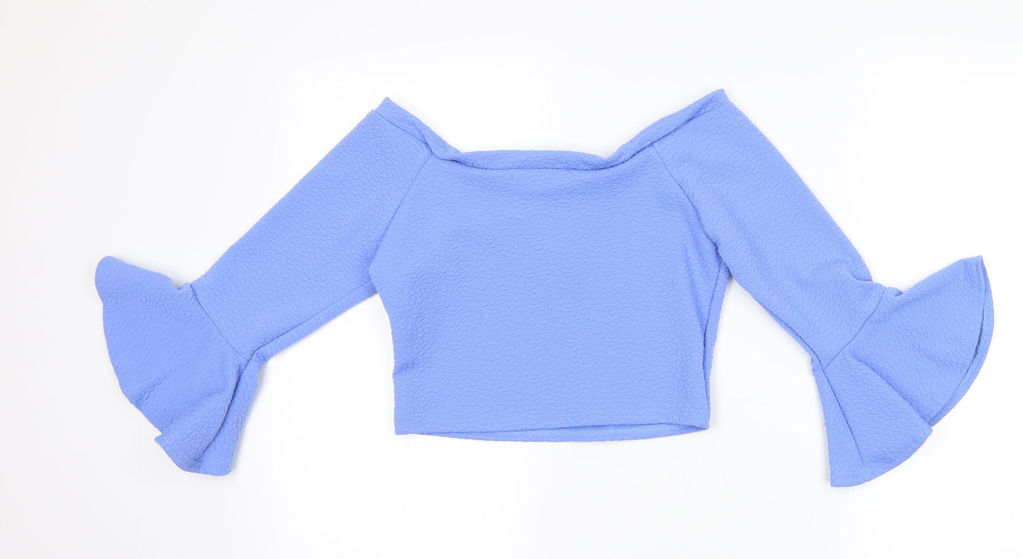 Womens UK Size 12 Kiah Blue Cropped T-Shirt
