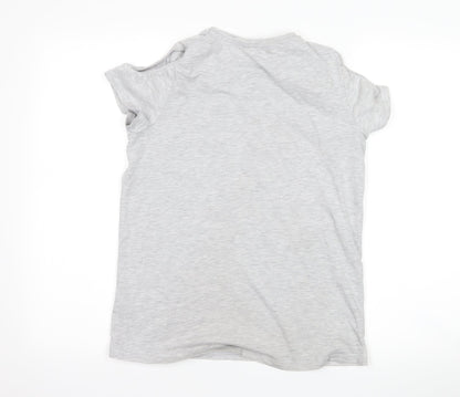 George Girls Grey   Basic T-Shirt Size 13-14 Years  - Unicorn cut out shoulders