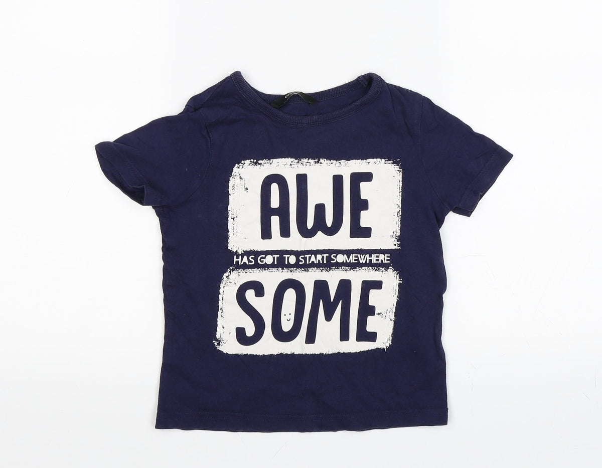 Additional front view of George boys’ blue basic t-shirt, size 2-3, years