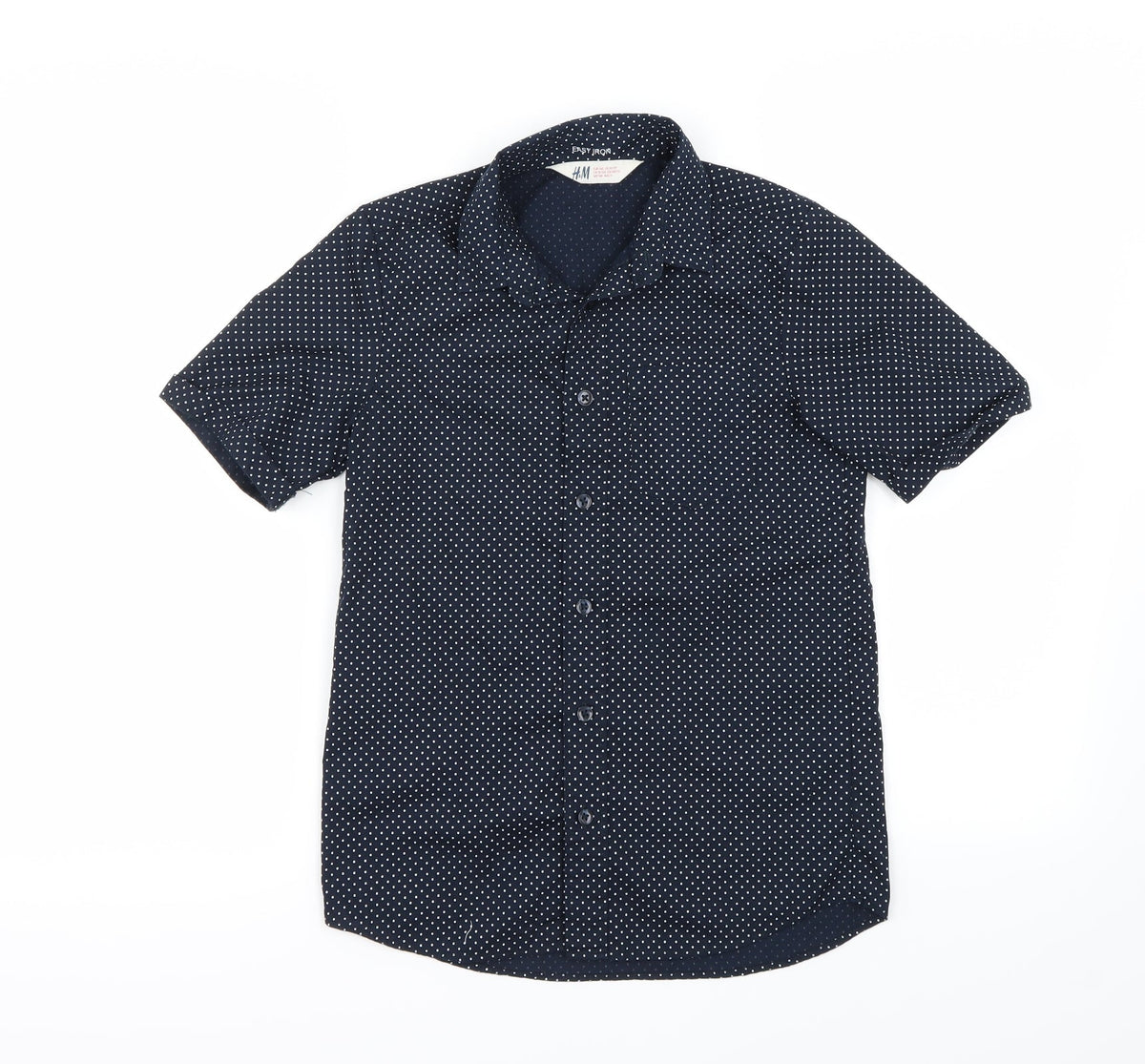 Additional front view of H&M boys’ blue polka dot basic button-up, size 8-9, years