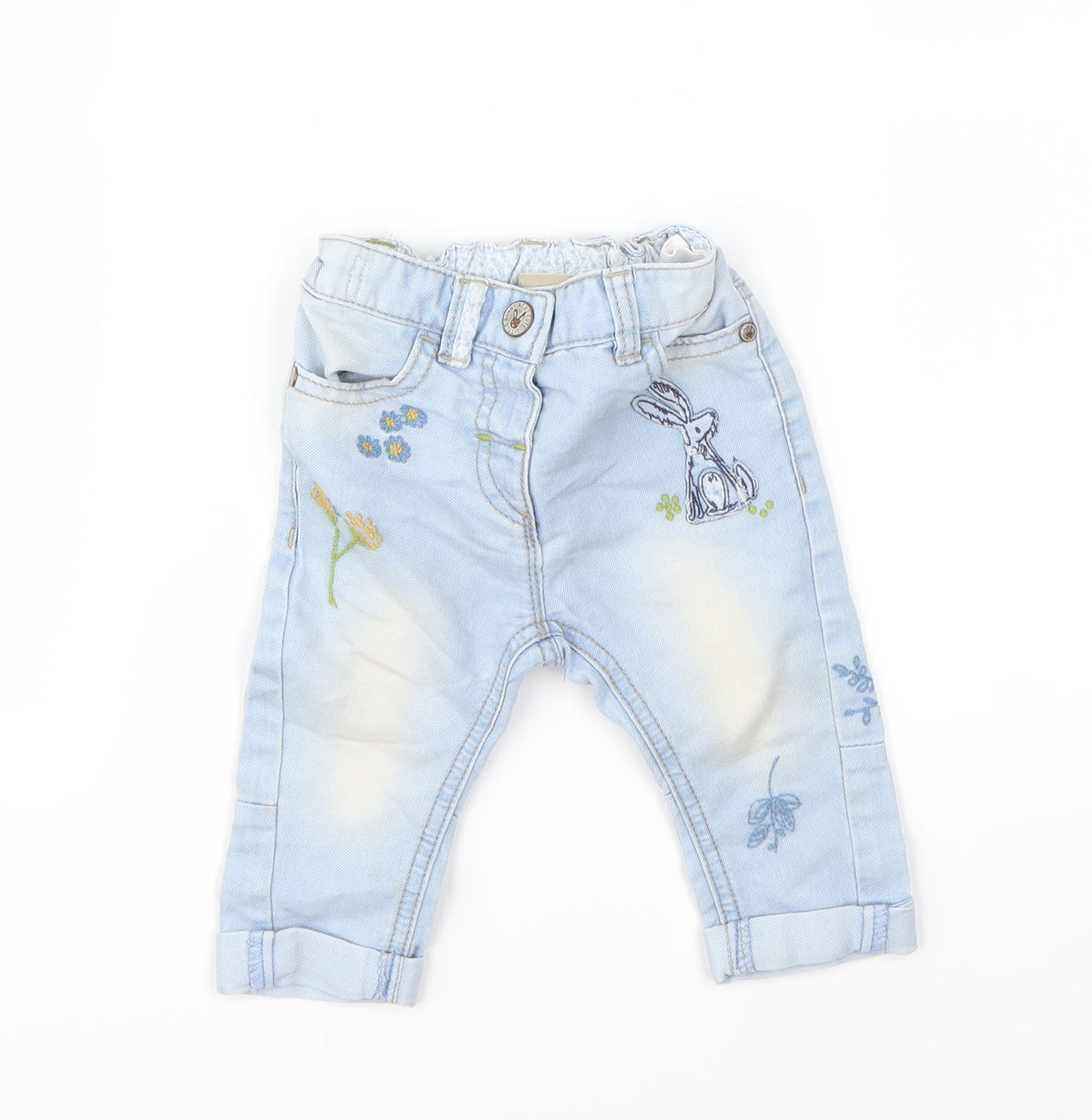 Front view of Next Blue Cargo Jeans, size 6-9, Months