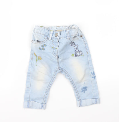 Front view of Next Blue Cargo Jeans, size 6-9, Months