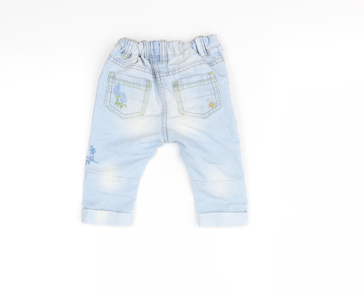 Back view of Next Blue Cargo Jeans, size 6-9, Months