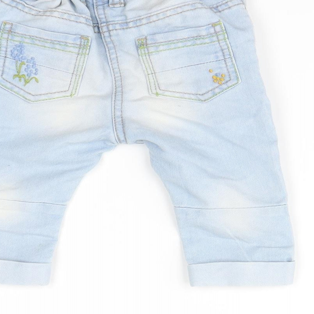 Brand and care label for Next Blue Cargo Jeans, size 6-9, Months