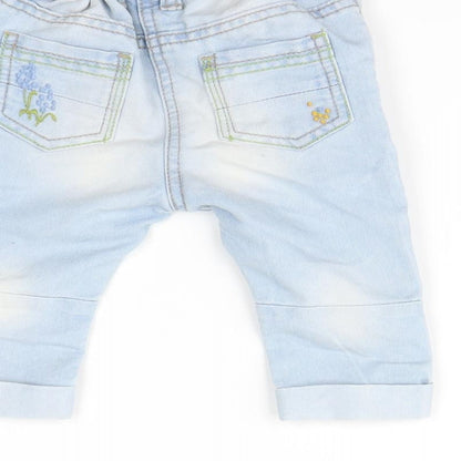 Brand and care label for Next Blue Cargo Jeans, size 6-9, Months