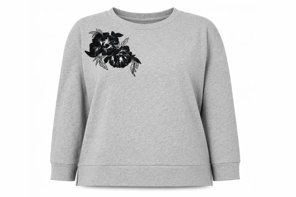 Front view of Marks & Spencer women’s grey jumper, size UK 18