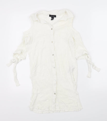 Womens UK Size M New Look White Basic Button-Up