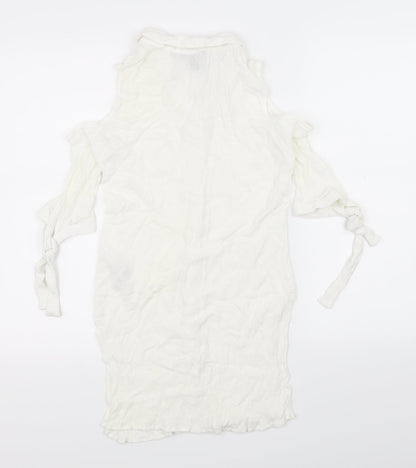 Womens UK Size M New Look White Basic Button-Up