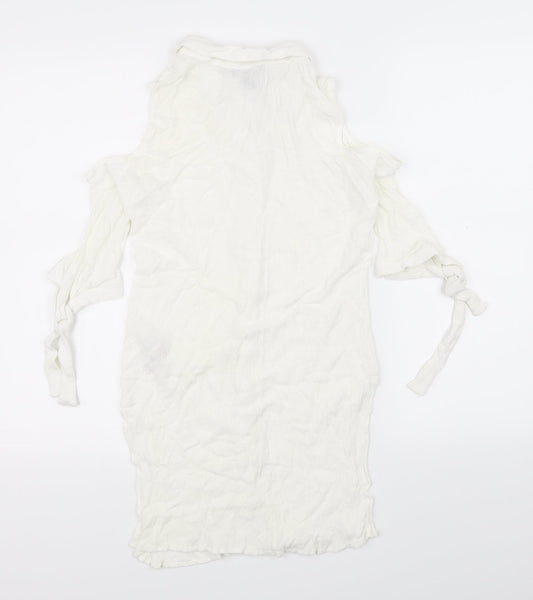 Womens UK Size M New Look White Basic Button-Up