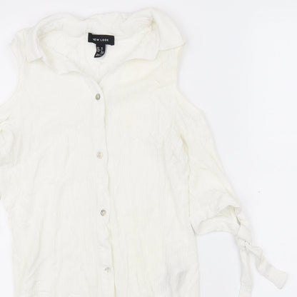 Womens UK Size M New Look White Basic Button-Up
