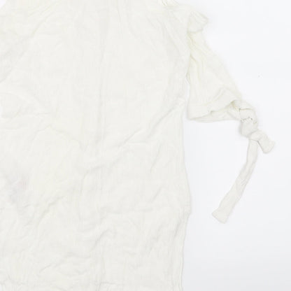 Womens UK Size M New Look White Basic Button-Up