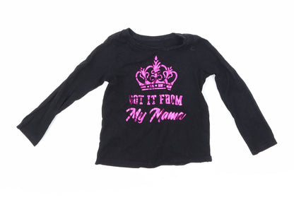 The Children's Place Girls Black   Basic T-Shirt Size 3 Years