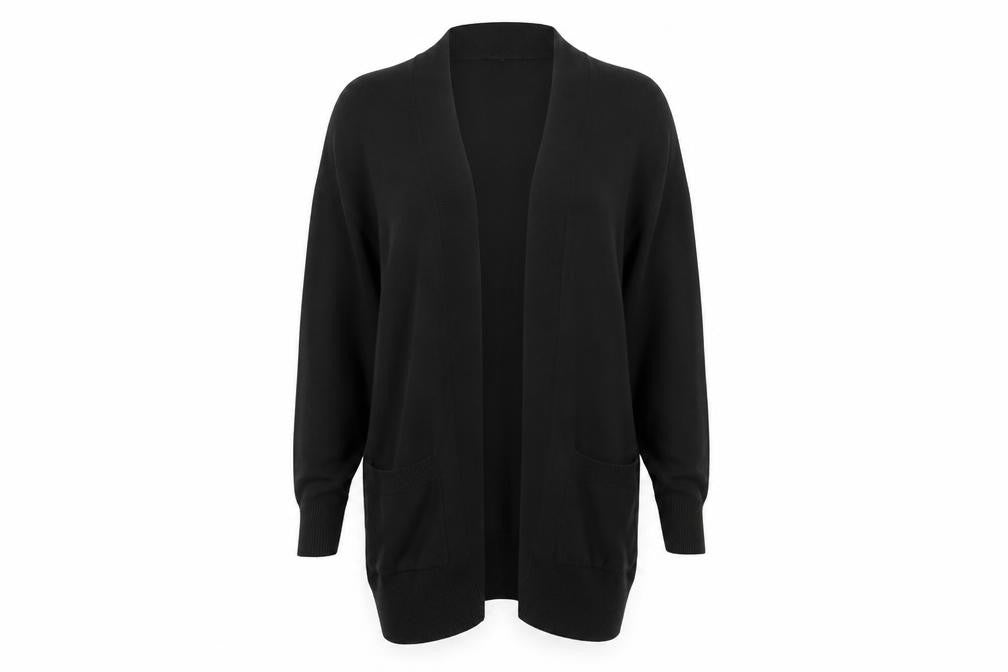 Front view of Atmosphere women’s black cardigan jumper one size