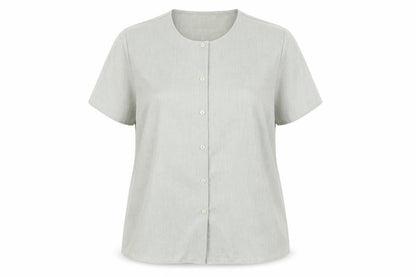 Front view of Berkertex women’s green basic button-up, size UK 18
