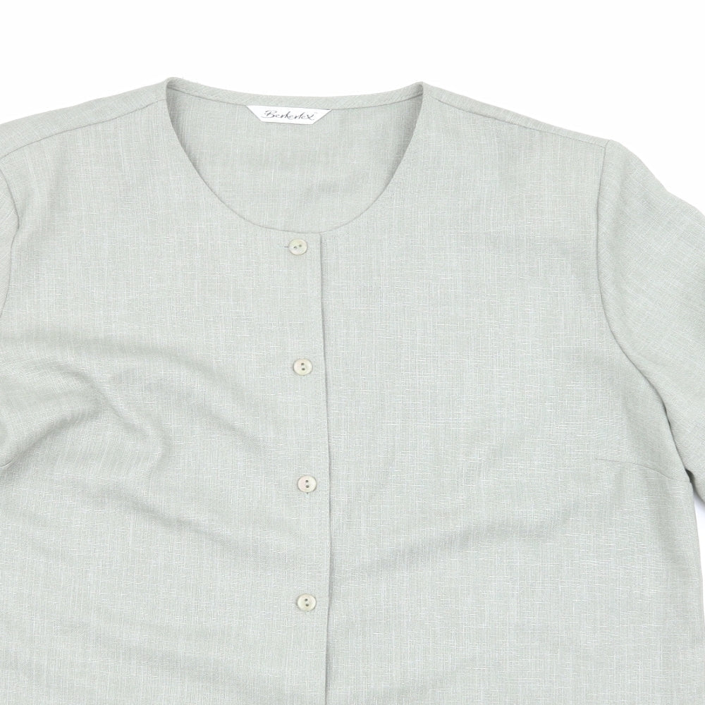 Womens UK Size 18 Berkertex Green Basic Button-Up
