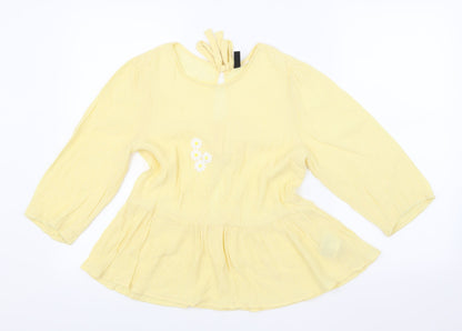 Womens UK Size 10 H&M Yellow Basic Blouse