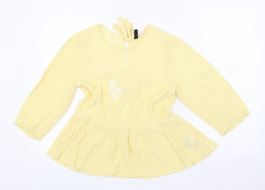 Womens UK Size 10 H&M Yellow Basic Blouse