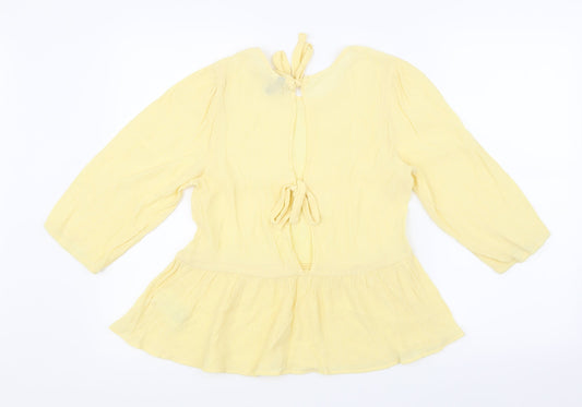 Womens UK Size 10 H&M Yellow Basic Blouse