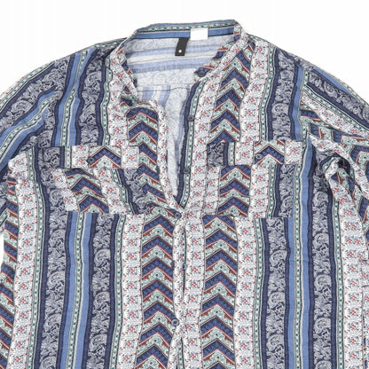 H&M Womens Blue Striped  Shirt Dress  Size 8