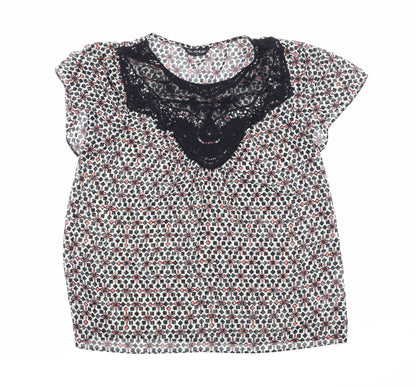 Miss Selfridge Womens Black Geometric  Basic Blouse Size 8