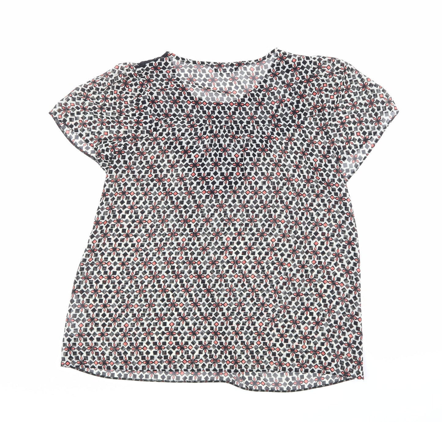 Miss Selfridge Womens Black Geometric  Basic Blouse Size 8