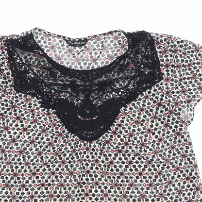 Miss Selfridge Womens Black Geometric  Basic Blouse Size 8