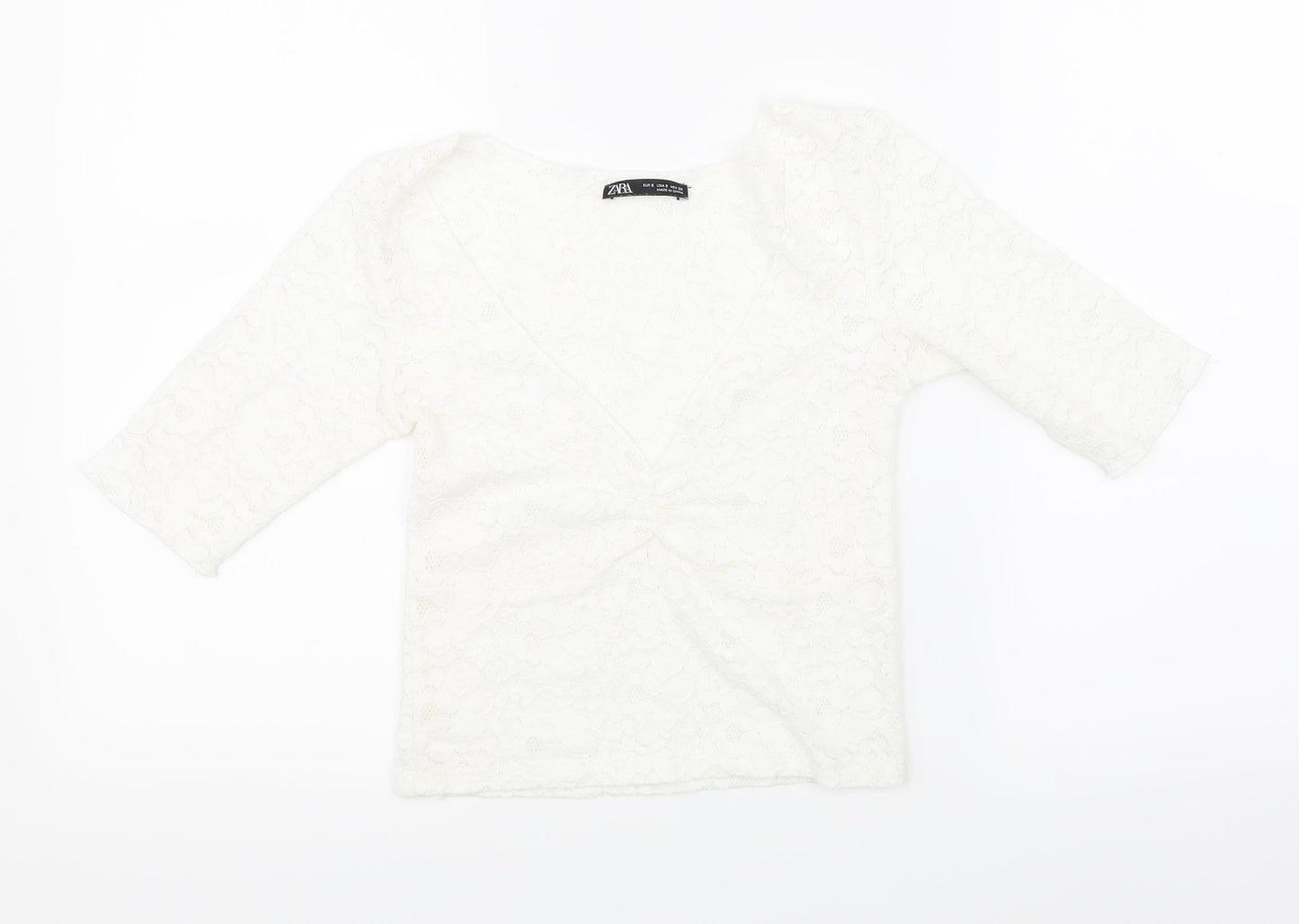 Womens UK Size S Zara White Basic T-Shirt