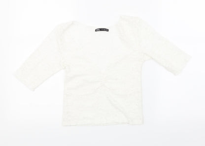 Womens UK Size S Zara White Basic T-Shirt