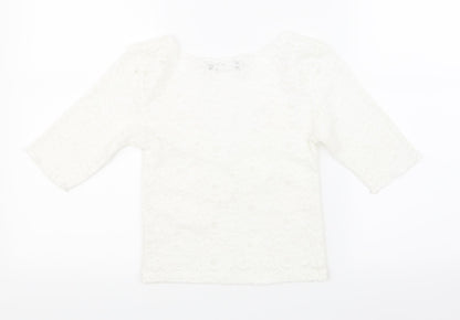 Womens UK Size S Zara White Basic T-Shirt