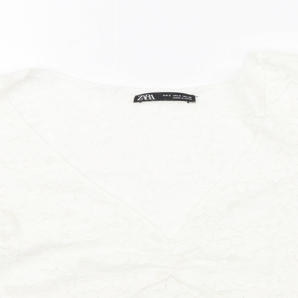 Womens UK Size S Zara White Basic T-Shirt