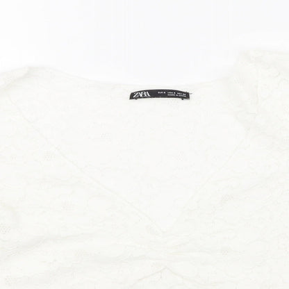 Womens UK Size S Zara White Basic T-Shirt