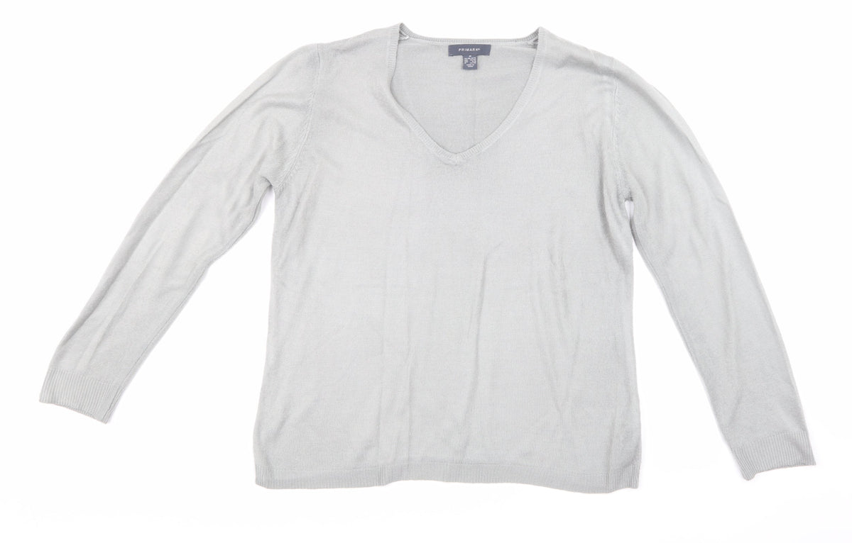 Additional front view of Primark women’s grey knit jumper, size UK 12