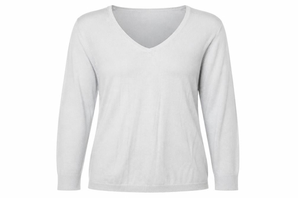 Front view of Primark women’s grey knit jumper, size UK 12