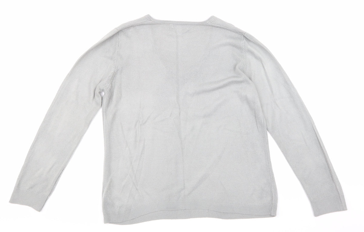 Back view of Primark women’s grey knit jumper, size UK 12