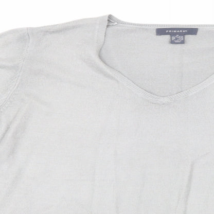 Close-up detail of Primark women’s grey knit jumper, size UK 12