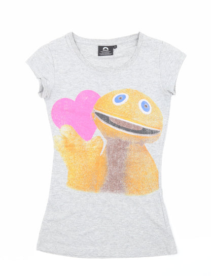 Womens UK Size 6 Rainbow Grey Basic T-Shirt