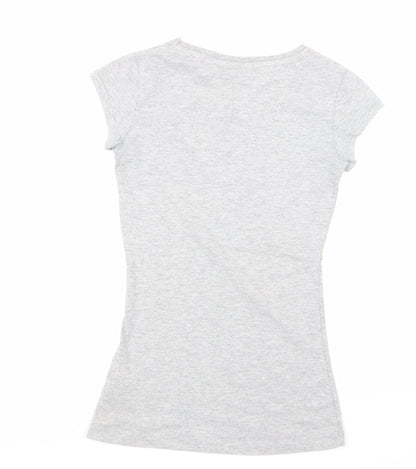 Womens UK Size 6 Rainbow Grey Basic T-Shirt