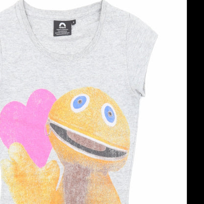 Womens UK Size 6 Rainbow Grey Basic T-Shirt