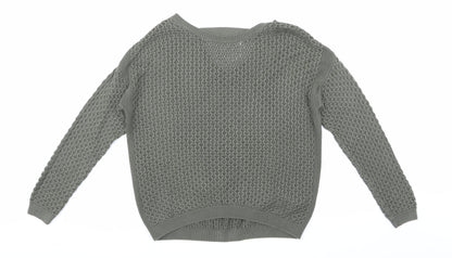 Front view of Primark women’s green knit jumper, size UK 10