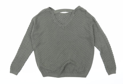 Back view of Primark women’s green knit jumper, size UK 10