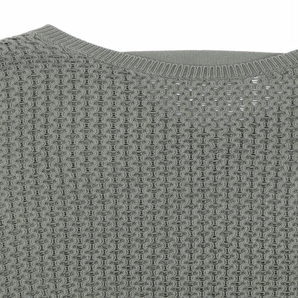 Close-up detail of Primark women’s green knit jumper, size UK 10
