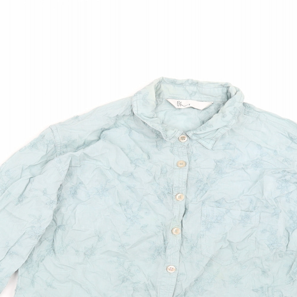 Womens UK Size 12 BHS Green Basic Button-Up