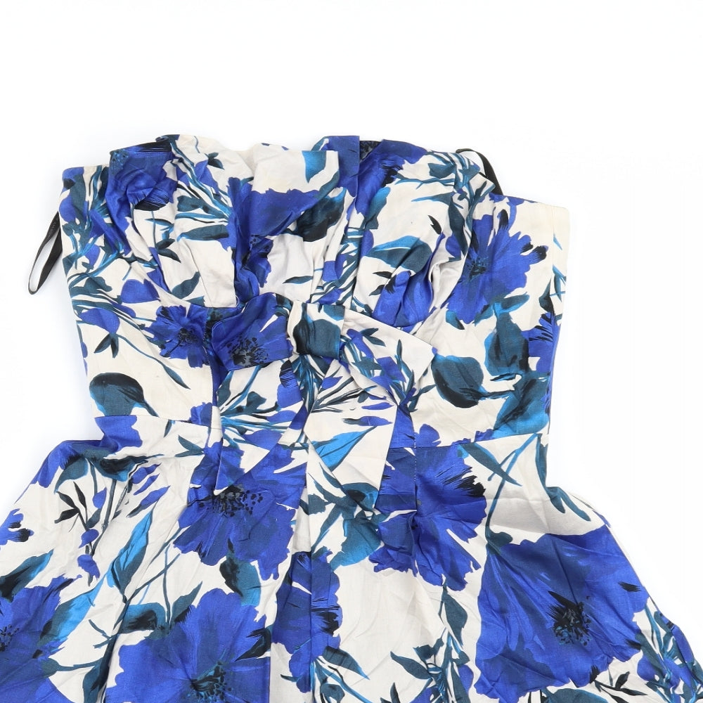 Dorothy Perkins Womens Beige Floral  Fit & Flare  Size 12  - Strapless