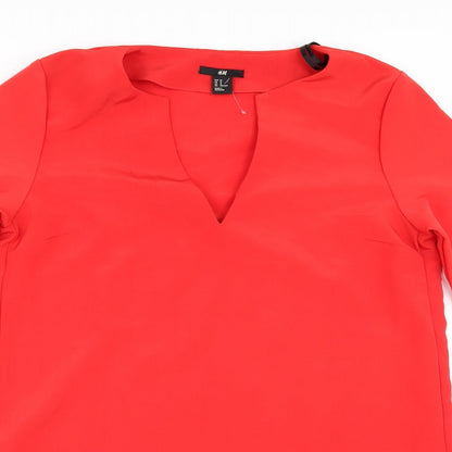 H&M Womens Red   Shirt Dress  Size 14