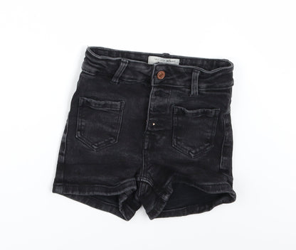 New Look Girls Black  Damask Cut-Off Shorts Size 10 Years