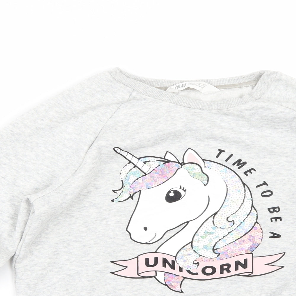 H&M Girls Grey    Sweatshirt Size 11-12 Years