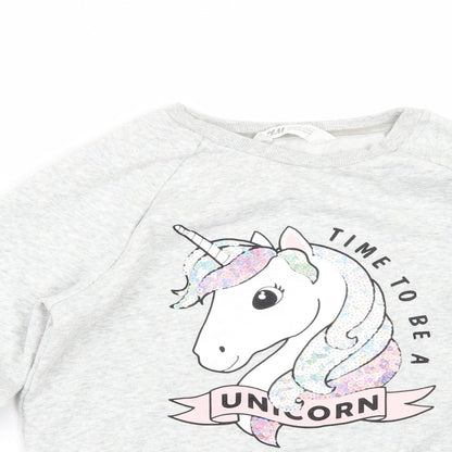H&M Girls Grey    Sweatshirt Size 11-12 Years