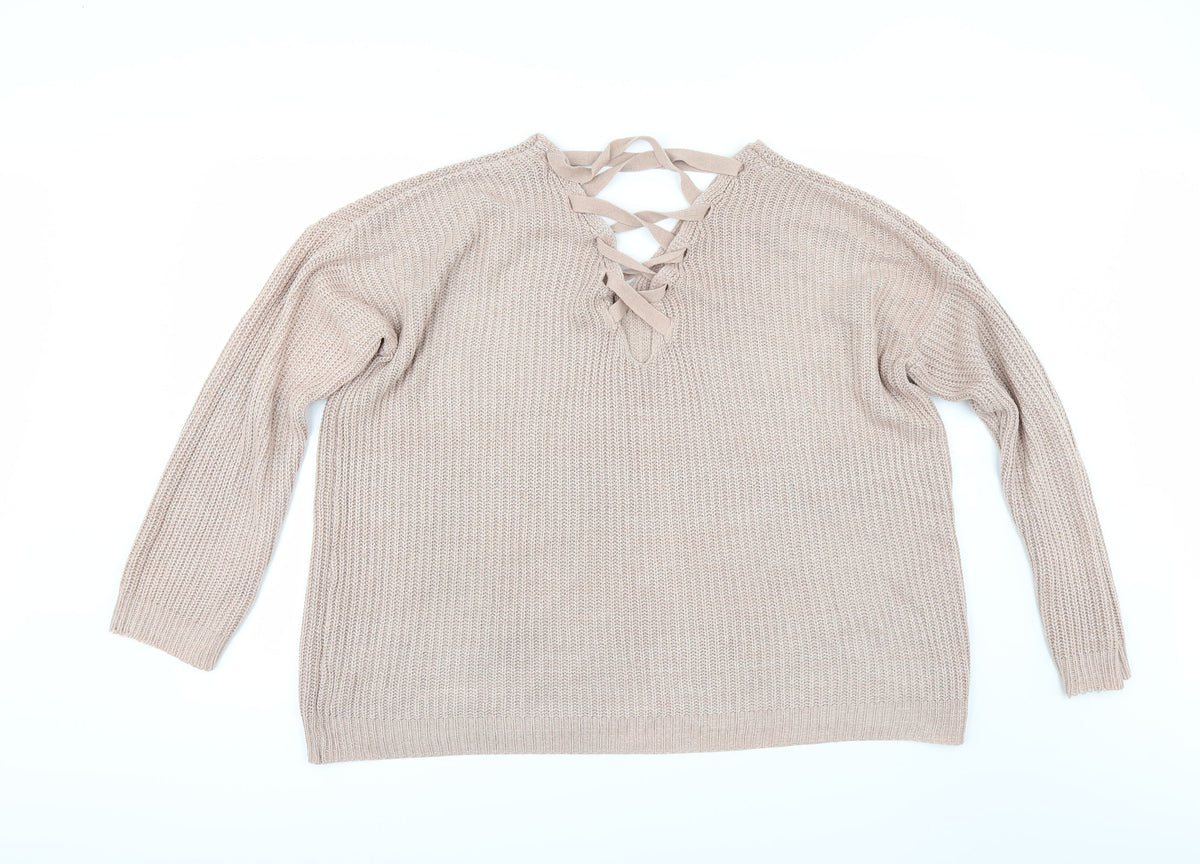 Back view of Peacocks women’s pink jumper, size L
