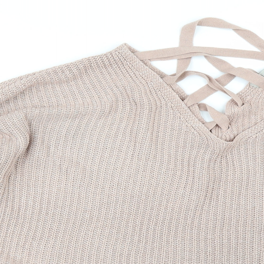 Close-up detail of Peacocks women’s pink jumper, size L
